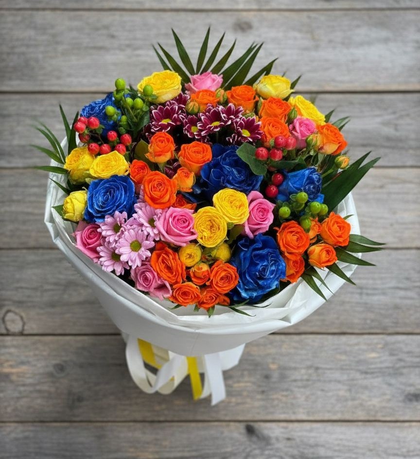 Букет цветов из: Розы и Хризантемы в Октябрьский Башкортостан