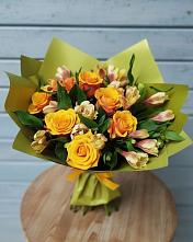 Букет цветов из:  Альстромерии и Розы в Октябрьский Башкортостан