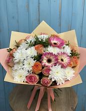 Букет цветов из:  Розы, Герберы и Хризантемы в Октябрьский Башкортостан