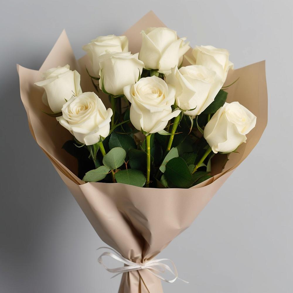 Букет 9 Белых роз Эдлесс Лав в Октябрьский Башкортостан