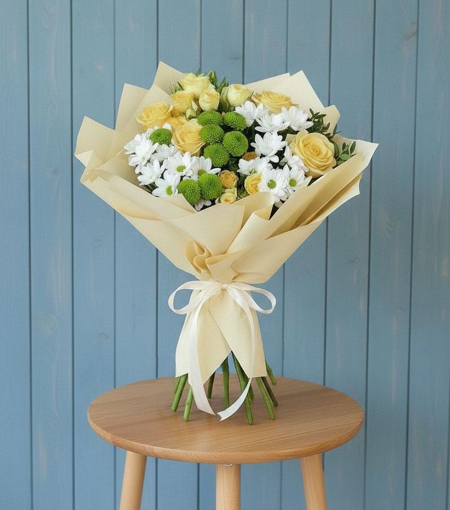 Букет цветов из: Хризантемы и Розы в Октябрьский Башкортостан