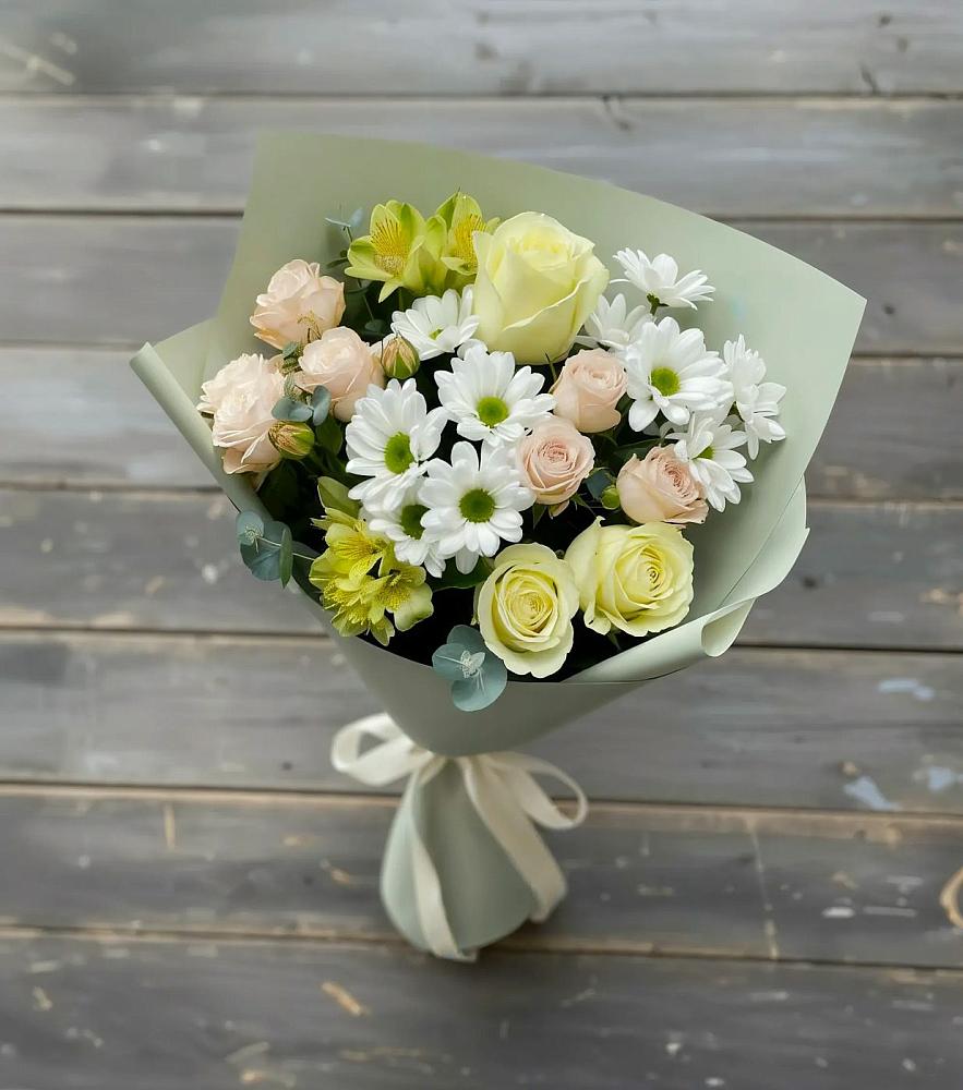 Букет цветов из: Альстромерии, Розы и Хризантемы в Октябрьский Башкортостан