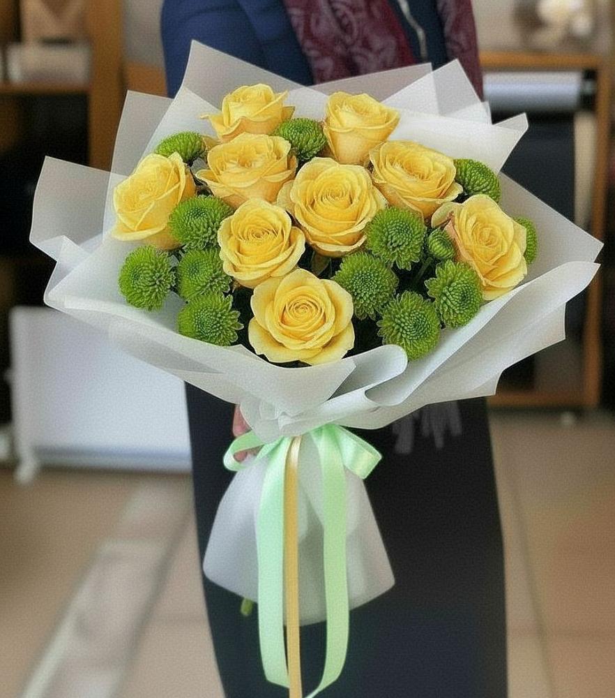 Букет цветов из: Хризантемы и Розы в Октябрьский Башкортостан