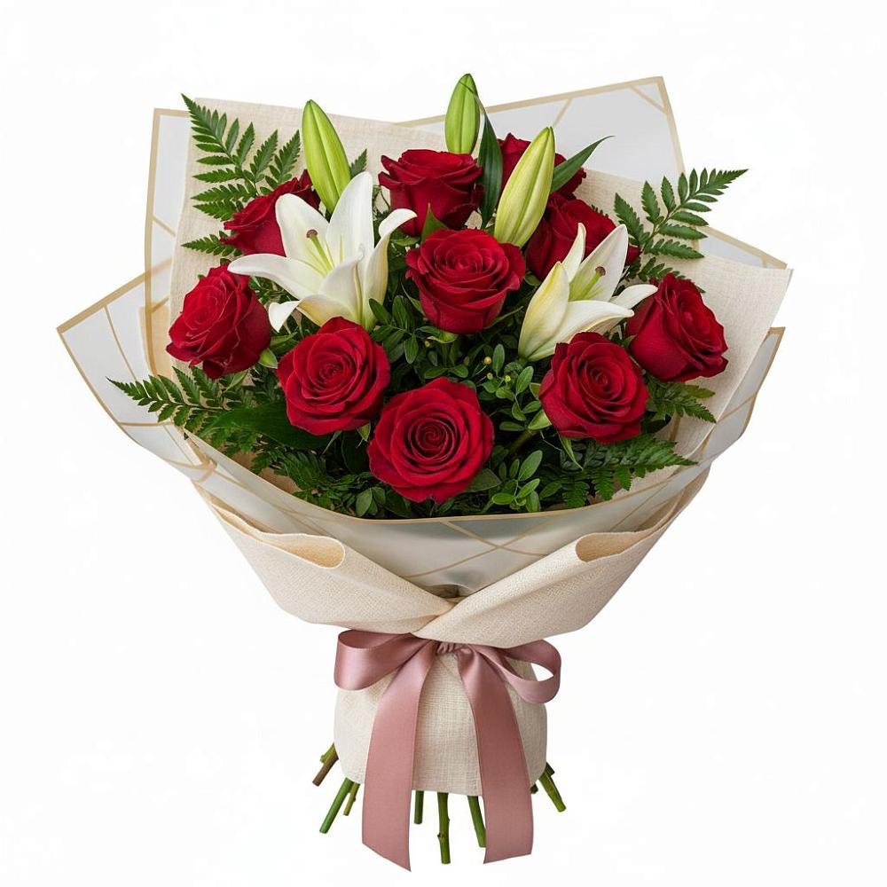 Букет цветов из: Лилии и Розы в Октябрьский Башкортостан