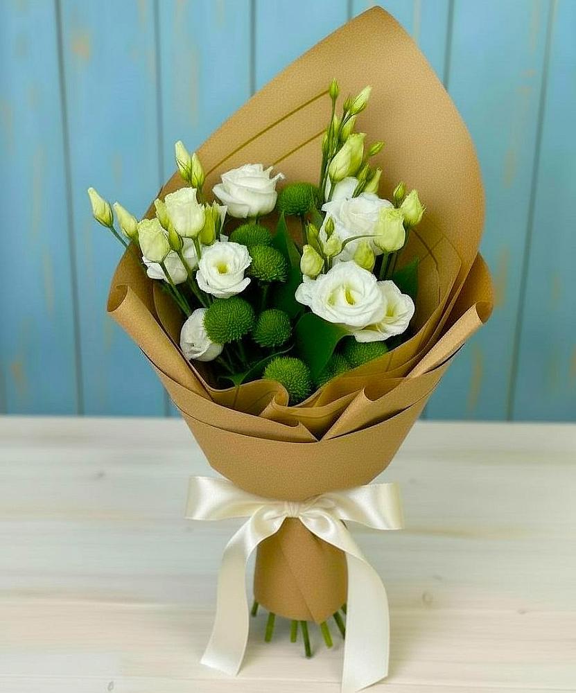 Букет цветов из: Хризантемы и Лизиантусы в Октябрьский Башкортостан