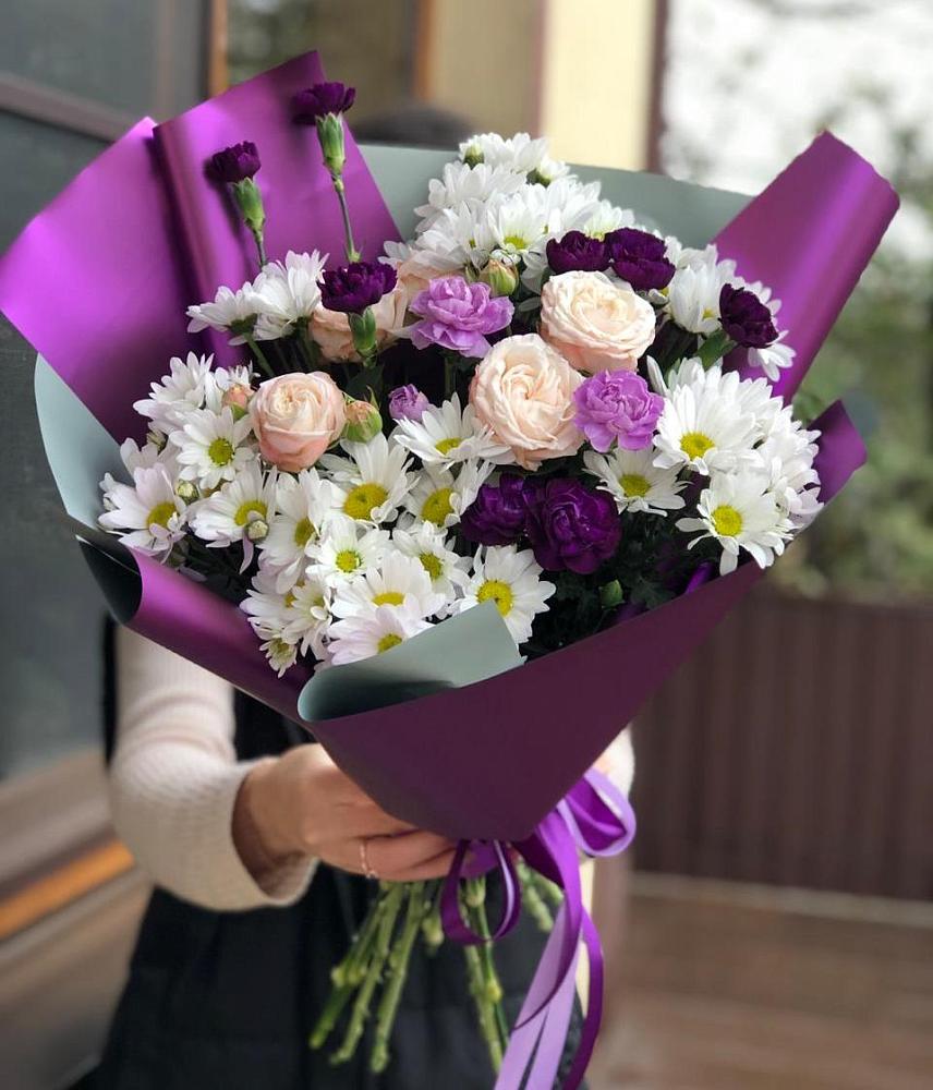 Букет цветов из: Хризантемы, Гвоздики и Розы в Октябрьский Башкортостан