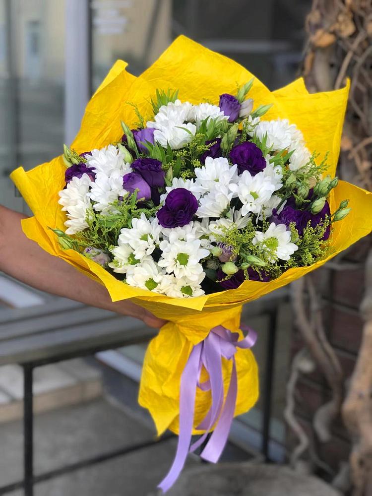 Букет цветов из: Ирисы, Хризантемы и Ромашки в Октябрьский Башкортостан