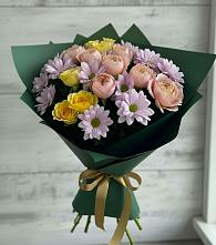 Букет цветов из:  Хризантемы и Розы в Октябрьский Башкортостан