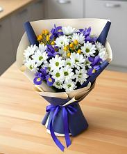 Букет цветов из:  Розы, Ирисы и Хризантемы в Октябрьский Башкортостан