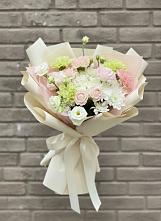 Букет цветов из:  Гвоздики, Розы, Лизиантусы и Хризантемы в Октябрьский Башкортостан