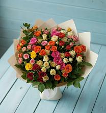 Букет Микс из разноцветных кустовых роз в Октябрьский Башкортостан
